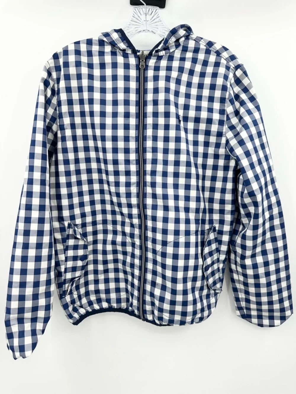 POLO Ralph Lauren Checkered Pattern Reversible Hooded Jacket Boy Girl Size‎ XL